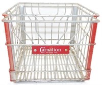 * Vintage 1965 Carnation Metal Milk Crate -