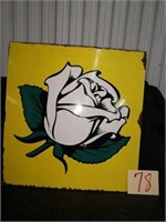 18" Vintage Enarco White Rose Dlbe Sided