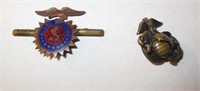 MARINE CORP ENAMELLED PIN AND ACHOR
