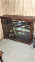 Floor Curio Cabinet Glass Shelves, Mirrored Back