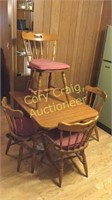 Oak Drop Leaf Table (4) Chairs (1) HAS BROKEN