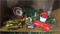 Wreath, poinsettia, bells, Christmas decor