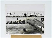 BLACK & WHITE PHOTO WWII CAPTURED AIR STRIP: