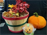 Basket w/ pumpkins and flowers