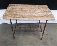 Rustic side table with metal base