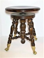 Antique Piano Stool with Ball & Claw Feet