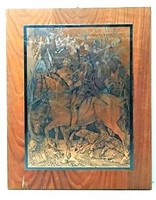 Etched Copper Panel Mounted on Wood