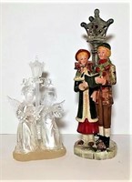 Glazed Ceramic Carolers Figure & Angel
