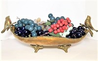 Brass Center Piece Bowl With Faux Grapes