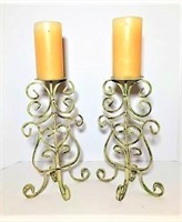 Pair of Scrolling Metal Candle Stands