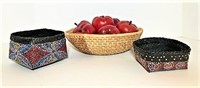 Woven Wicker Basket with Faux Apples &