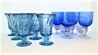 Blue Glass Footed Goblets