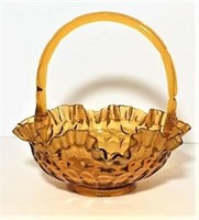 Amber Glass Ruffled Edge Basket