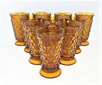 Amber Diamond Point Footed Goblets