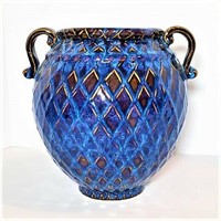 Glazed Pottery Vase with Handles