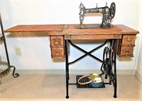 Antique White Sewing Machine on Wrought