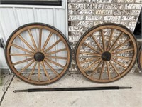 Set of 34 inch new wagon wheels with axle