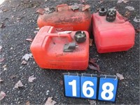 2 PLASTIC GAS CANS , STEEL BOAT GAS TANKS
