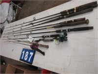 FISHING POLES , 2 WITH REELS