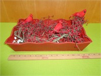 Metal Tray & Red Birds