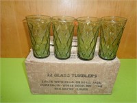 12 Vintage Glass Tumblers In Box