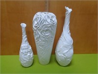 (3) White Vases