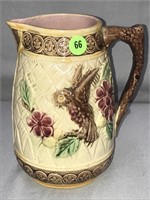 7 1/2" POTTERY HANDLED PITCHER - UNMARKED