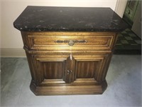 WALNUT MARBLE TOP LAMP / NIGHT STAND