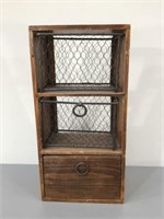 Small Rustic Catch-All w/Baskets & Drawer (16")