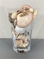 Mikasa Crystal Vase Full of Sea Shells
