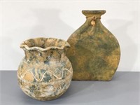 Rustic Ceramic Vase & Pot (Repaired)