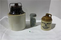 Stoneware Jar, Marbles & Whiskey Jar
