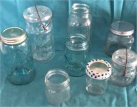 Assorted Lot of 8 Glass Canning Jars