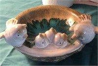 Artisian Design Tabletop Pottery Bird Bath