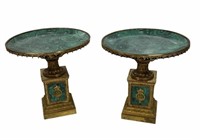 French/Russian Ormolu Malachite Veneer Pedestals