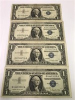 Lot of 4 1957 A Silver Certificates