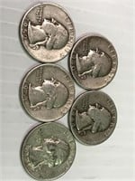 5 Different Dated Silver Quarters