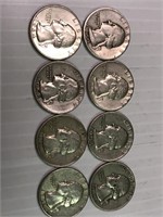 8 Different Dated Silver Quarters