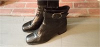 Black Leather Boots w/ Buckle (Size 10)