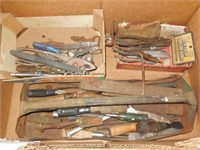 Box with Assortment of Old Tools