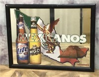 Miller Beer Mirror "Mexicanos"