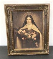 Small Framed Religious Portrait -Vintage