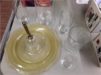 GLASSWARE AND BELL LOT