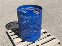 Blue Powder Coated Pet Trash Bin