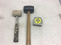 2 RUBBER MALLETS AND TAPE MEASURE