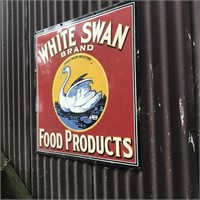 Vintage Porcelain White Swan Brand Sign