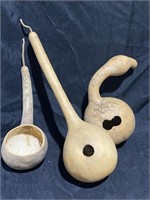 Antique Native Drinking Gourd & Untensils