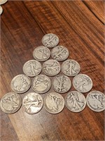 Lot of 1940’s U.S. Half Dollar Coins (15)