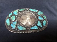 Vtg. Navajo Sterling Silver & Turquoise Buckle