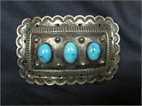 Vtg. Navajo Turquoise & Sterling Silver Buckle